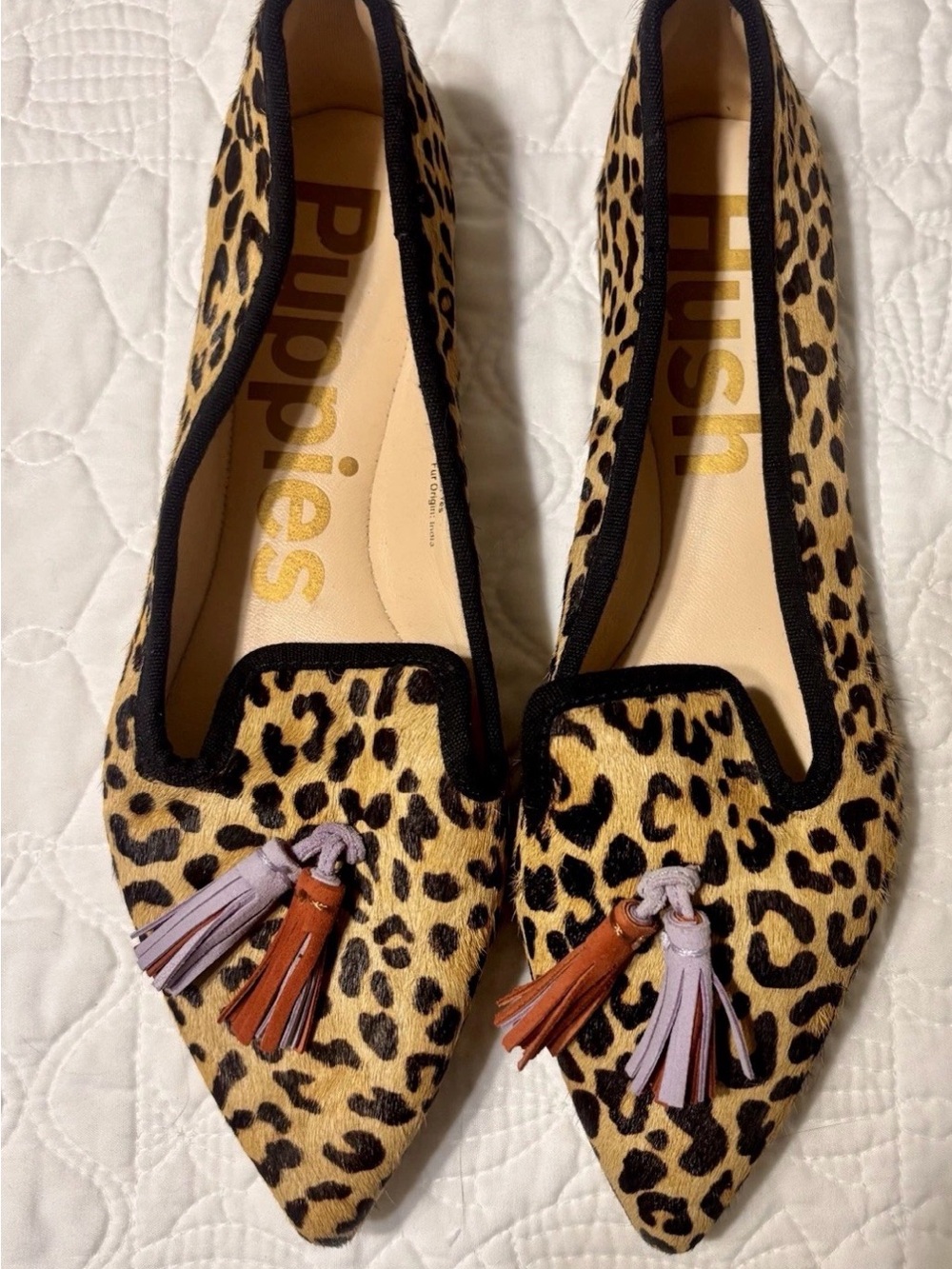 Hush Puppies Sadie Flats Calf Hair, Classic Romantic, Preppy Size 7.5